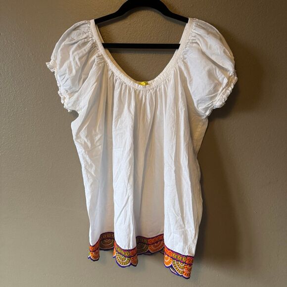 Roberta Roller Rabbit White Embroidered Shirt- Women’s XS - Picture 1 of 5